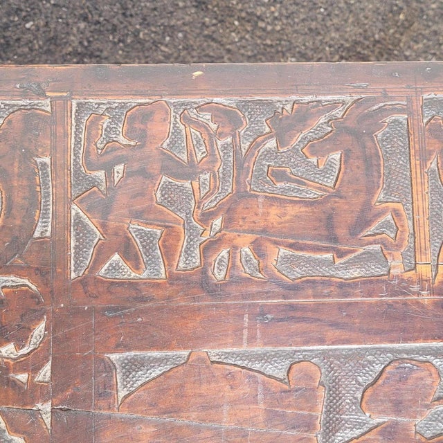 Pyrography-Decorated Cedar Chest, 1600s For Sale - Image 4 of 18