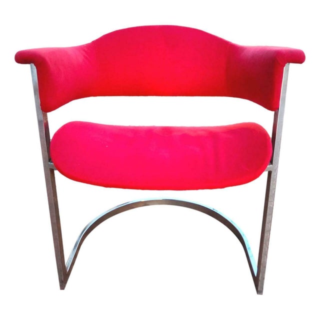 Set of four armchairs designed by Vittorio Introini for Mario Sabot, 1970s Chromed steel frame, seat and backrest...