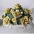 1960s Vintage Italian Capodimonte-Style Porcelain Floral Arrangement Yellow Roses and Green Leaves Set Inside a White Textured Ceramic Basket. For Sale - Image 5 of 16