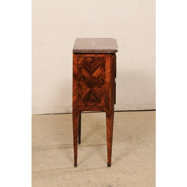 Brown 19th Century Italian Chevron Veneer & Marble Comodini For Sale - Image 8 of 12