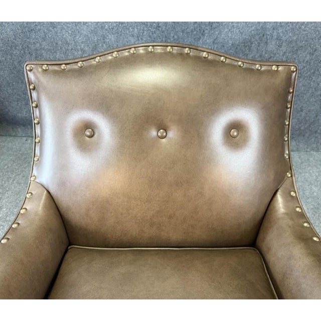 Animal Skin New Showroom Sample Alden Parks Modern Leather Club Chair For Sale - Image 7 of 10
