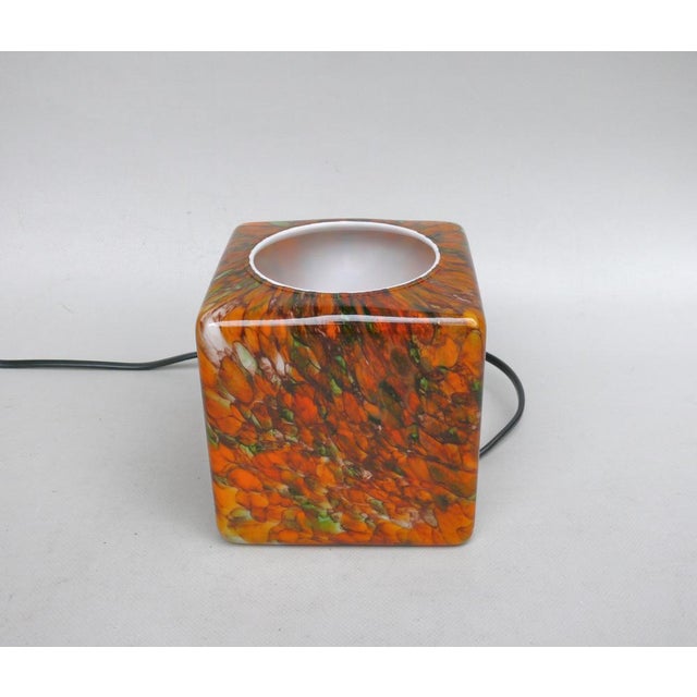 1970s Flamed Cased Glass Table Lamp Cube in Orange, Green, Black and Beige by Peill & Putzler, 1970s For Sale - Image 5 of 16