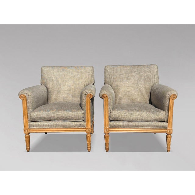Fine pair of french 19th-century louis xvi style bergère armchairs a fine pair of 19th-century french louis xvi style...