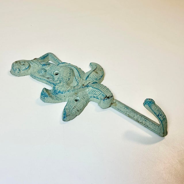 1970s Vintage Nautical Coastal Cast Iron Verdigris Mermaid Wall Hook. For Sale - Image 14 of 16