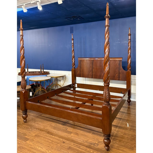 Leighton Hall Furniture Traditional King Size Mahogany Plantation Poster Bed by Leighton Hall - Showroom Sample For Sale - Image 4 of 16