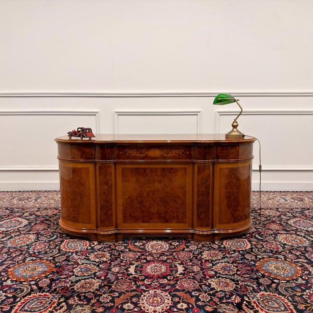 Antique Italian ClassicDesk with Back Panel Burlwood For Sale - Image 5 of 18