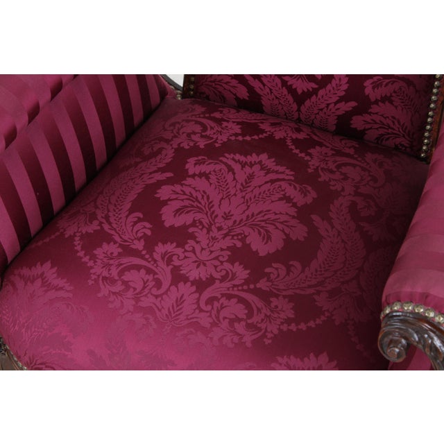 Pair Vintage Louis XV Mahogany Fireside Armchairs For Sale - Image 11 of 14