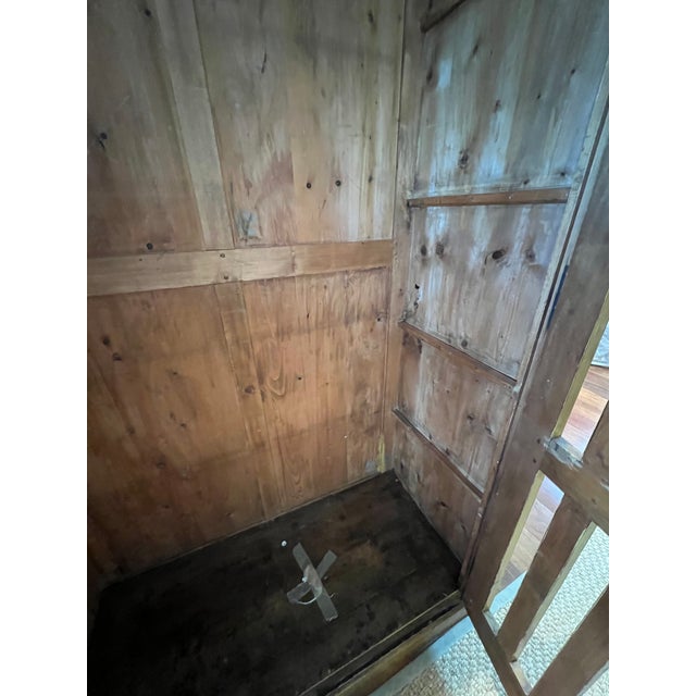 Antique Belgian Faux Bois Painted Linen Cabinet Circa 1890 Open Slat Doors Four Shelves For Sale - Image 10 of 12
