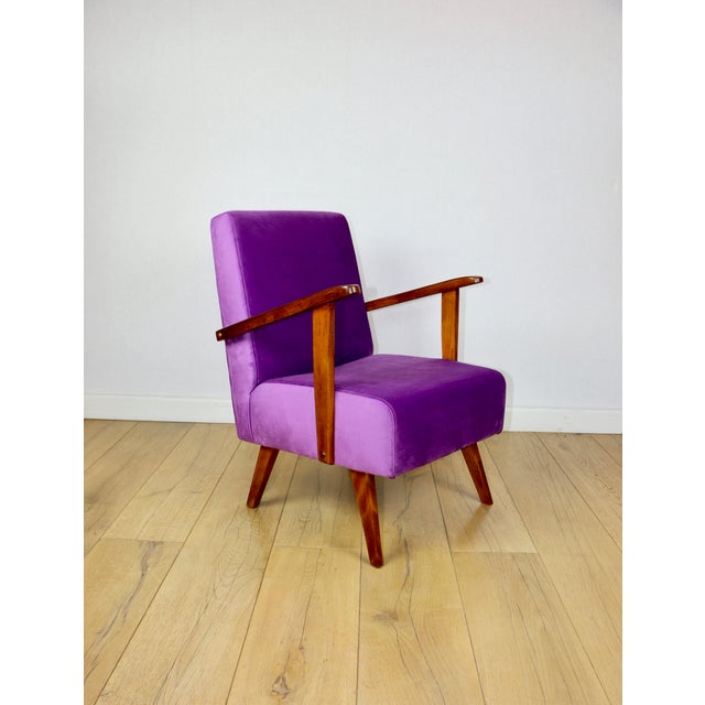 Vintage Loft Armchair in Purple Velvet, 1970 For Sale - Image 10 of 12