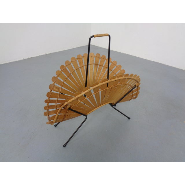 Italian Wicker and Iron Magazine Rack, 1960s For Sale - Image 10 of 18