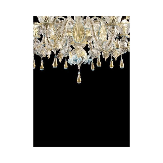 Venetian Transparent-Gold Murano Glass Chandeliers by Simoeng, Set of 2 For Sale - Image 10 of 14