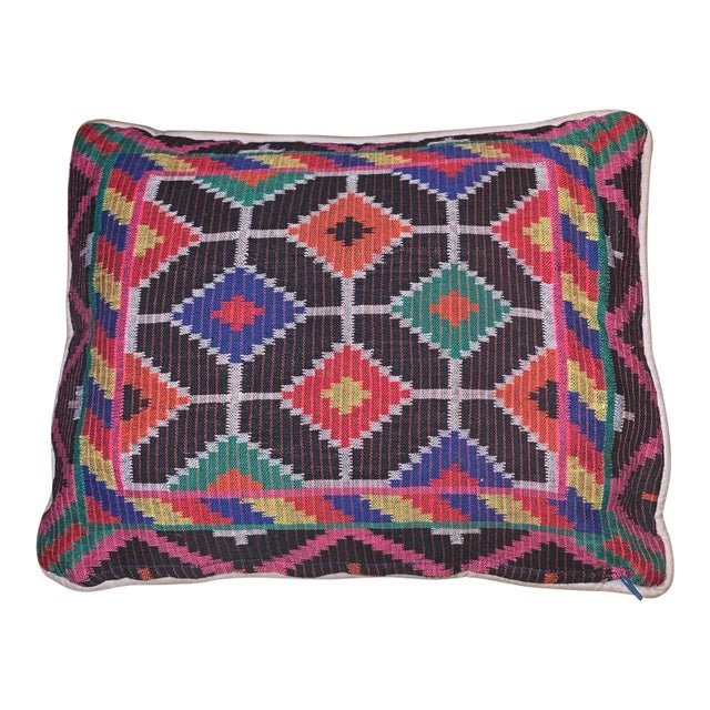 Vintage Tribal Multicolor Textile Pillow For Sale