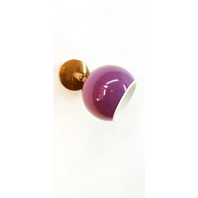 Mid-Century Modern Adjustable Sconce with Purple Metal Dome For Sale - Image 3 of 7