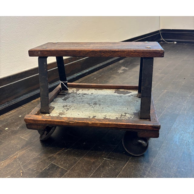 Folk Art Antique Rolling Footstool For Sale - Image 3 of 5