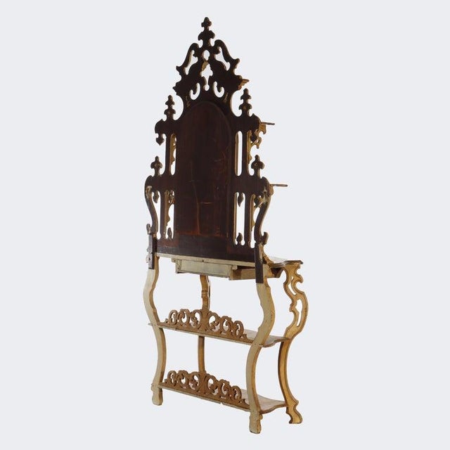 Antique Faux Painted Carved Walnut Etagere With Mirror C1890 For Sale - Image 12 of 17