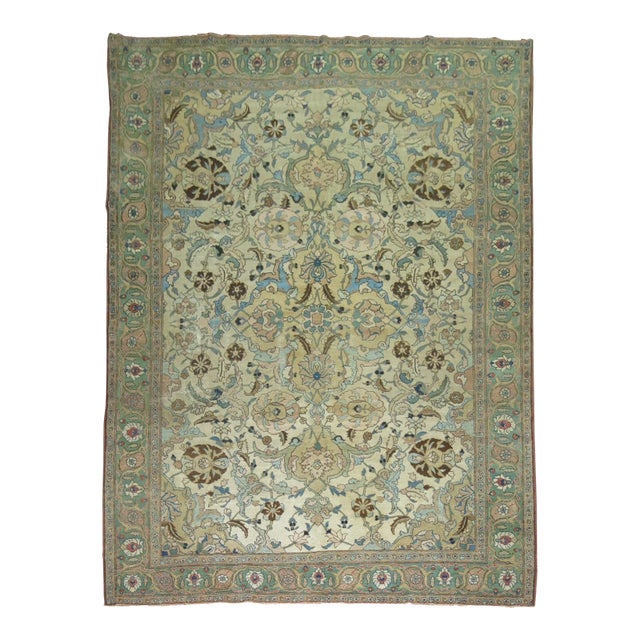 Antique Persian Tabriz Decorative Room Size Rug - 9' x 12'3" For Sale