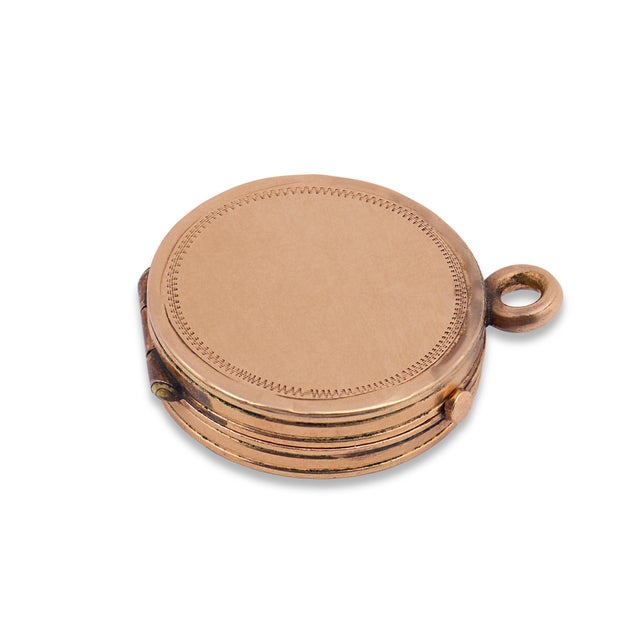 19th Century Victorian Old Mine Cut Diamond 14k Rose Gold Locket Pendant For Sale In Los Angeles - Image 6 of 6