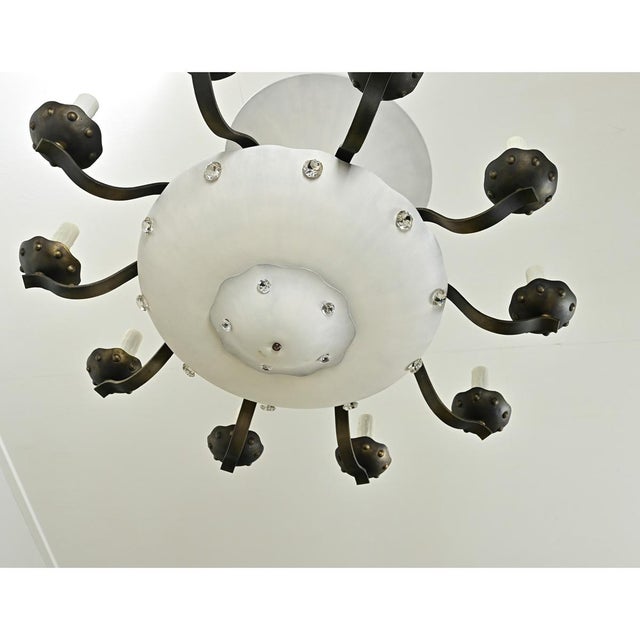 French Vintage Art Deco Style Tole Chandelier For Sale In Baton Rouge - Image 6 of 12