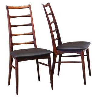 Chairs in Rosewood and Black Leather by Niels Koefoed for Koefoeds Møbelfabrik, 1960s, Set of 6 For Sale