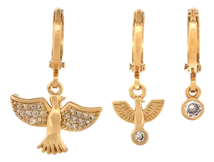 Spiritual Bird Trio Gold Earring Set