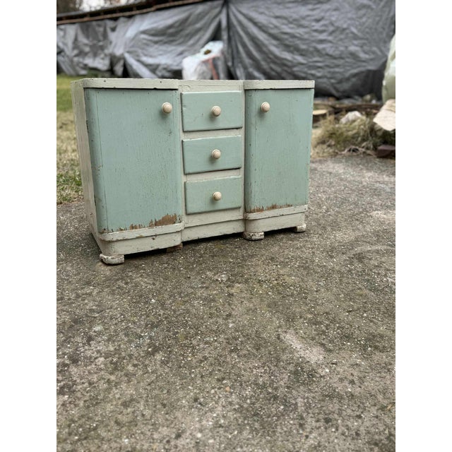 Wood Vintage Hand-Painted Wood Cabinet For Sale - Image 7 of 7