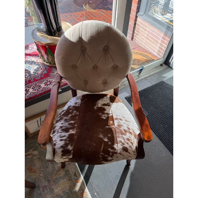 Contemporary K&k Interiors Cow Hide Chair For Sale - Image 3 of 8