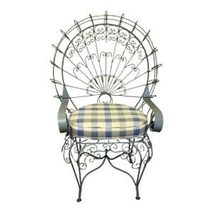 Vintage Salterini Peacock Ornate Iron Patio Chair, Attributed