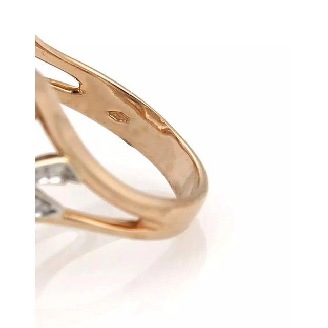 Late 20th Century Clear Quartz & Diamond 18k Rose Gold Handbag Ring - Size 7 For Sale - Image 5 of 6