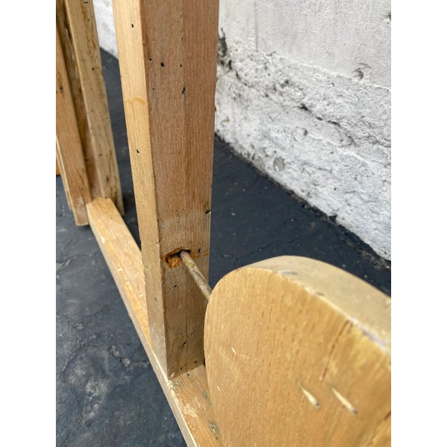 Tan Mid Century Room Divider With Swiveling Circle Details For Sale - Image 8 of 13