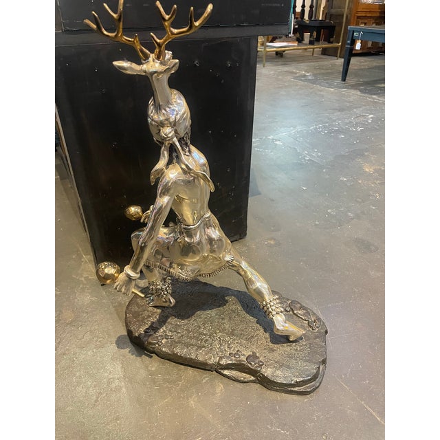 1990s Yaqui Deer Dancer Sculpture by Martin Mendoza by De' Argenta For Sale - Image 11 of 12