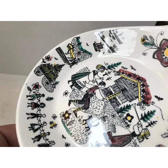 1950s Hand-Painted Dish by Inger Waage, 1950s For Sale - Image 5 of 11