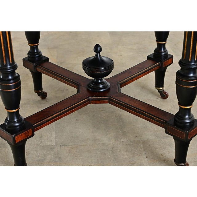 Early 19th Century Dutch 19th Century Octagonal Ebonized & Burl Maple Center Table For Sale - Image 5 of 11