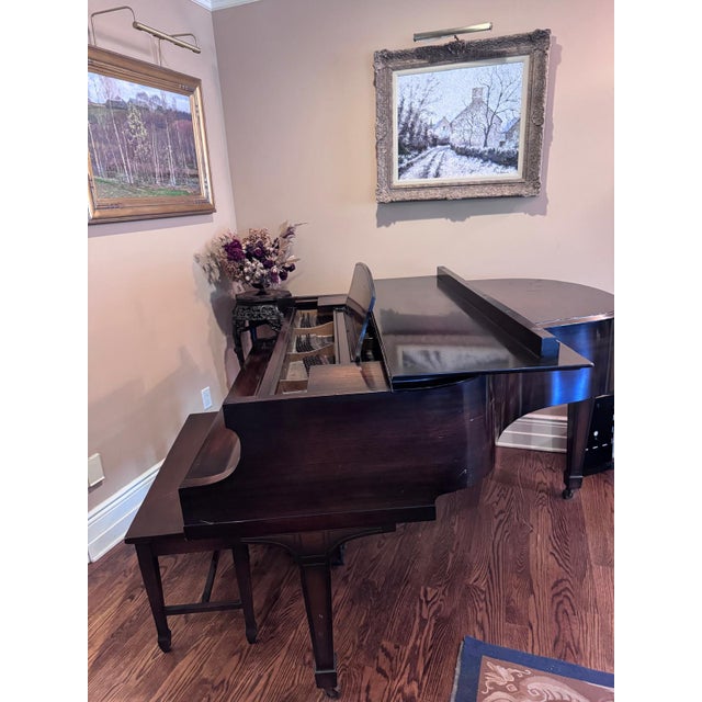Krakauer Bros. New York Mahogany Baby Grand Piano With Bench For Sale - Image 4 of 10