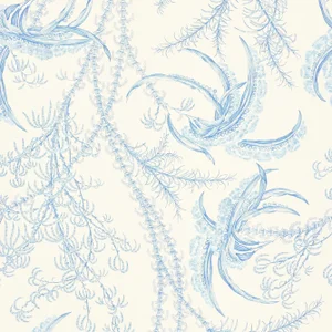 Sample - Schumacher Ocean Toile Wallpaper in Delft