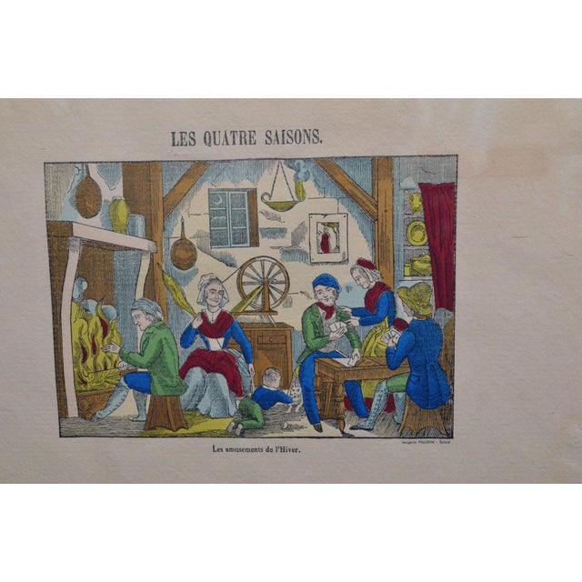 1920s Set of 4 French Imagerie Pellerin “Four Seasons” Hand-Colored Prints, Epinal For Sale - Image 14 of 18