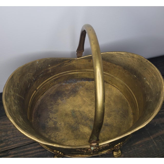 Late 20th Century Ornate Footed Brass Scuttle Cachepot For Sale - Image 4 of 12