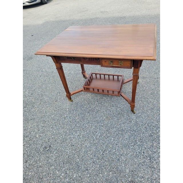 Brown 19th Century French Solid Cherry Partner Desk. For Sale - Image 8 of 17