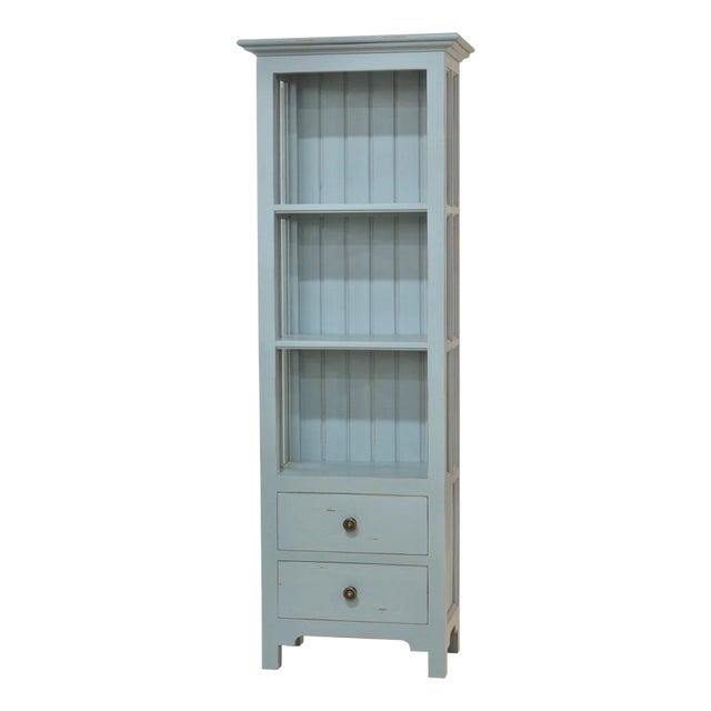 Coastal Style Painted Bookcase For Sale