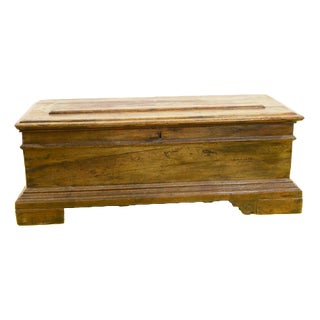 Wooden Chest with Shaped Base and Molded Lid For Sale