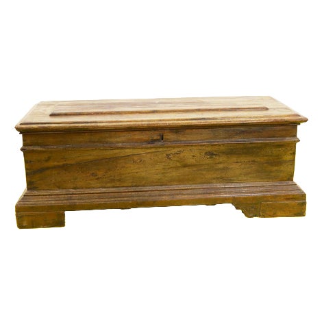 Wooden Chest with Shaped Base and Molded Lid For Sale