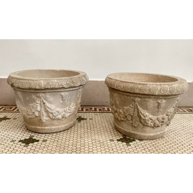 Gray Mid 20th Century Concrete Garden Urn Planters - Set of 2 For Sale - Image 8 of 8