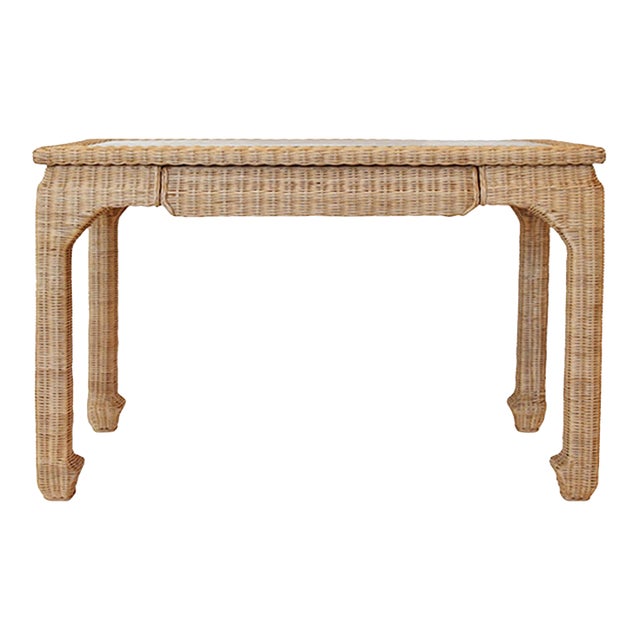 Matthew Izzo Home Verra Rattan Writing Desk For Sale