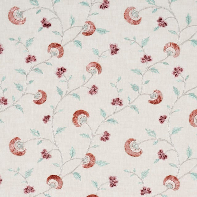 SAMPLE - Schumacher Iyla Embroidery Fabric In Rose & Natural For Sale
