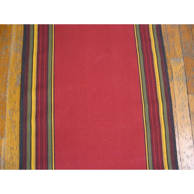 1960s Red Field Stripe Vintage American Rag Runner Rug 2' 0" X 37' 0" Handknotted Wool Carpet For Sale - Image 4 of 5