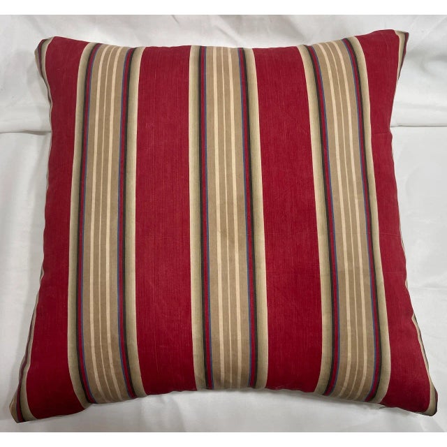 Pair of Pillow Covers Made of a Vintage French Ticking Fabric Fragment For Sale In Los Angeles - Image 6 of 8