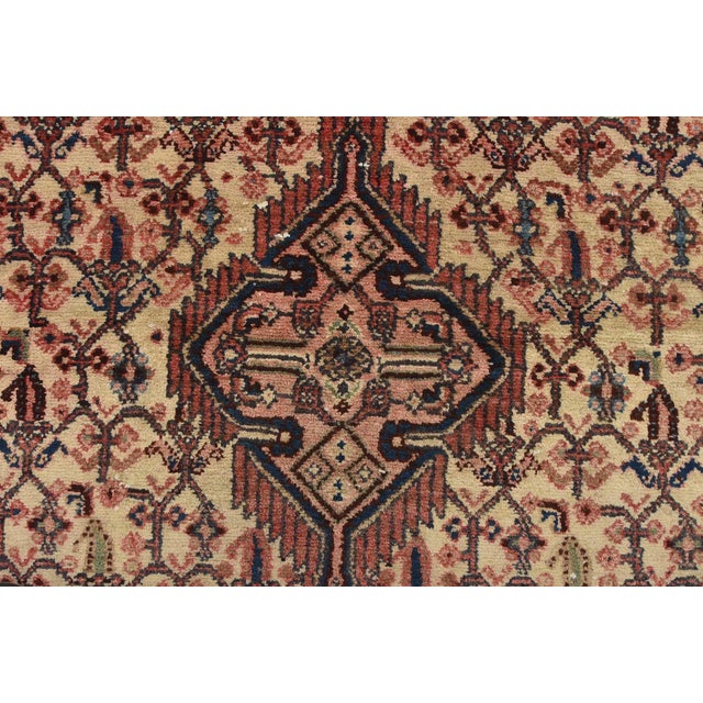Hamedan Runner 3’3” X 8’11” Ivory Wool Vintage Tribal Hand-Knotted Carpet For Sale - Image 9 of 15