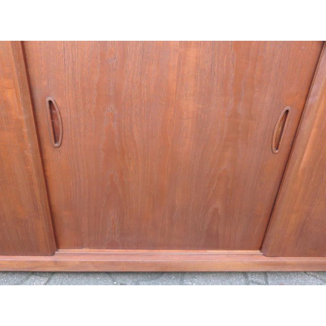 1960s Low Sideboard with 3 Sliding Doors in Teak, Denmark, 1960s For Sale - Image 5 of 12