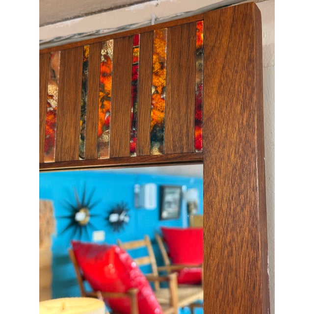 1960s Solid Walnut Mirror by Harris Strong For Sale In Denver - Image 6 of 9