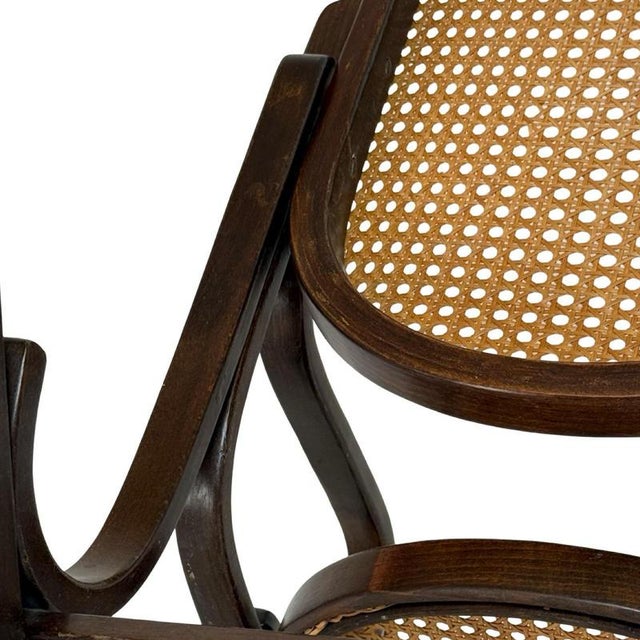 Antique Bentwood Children's Rocking Chair with Wicker Seat For Sale - Image 5 of 7