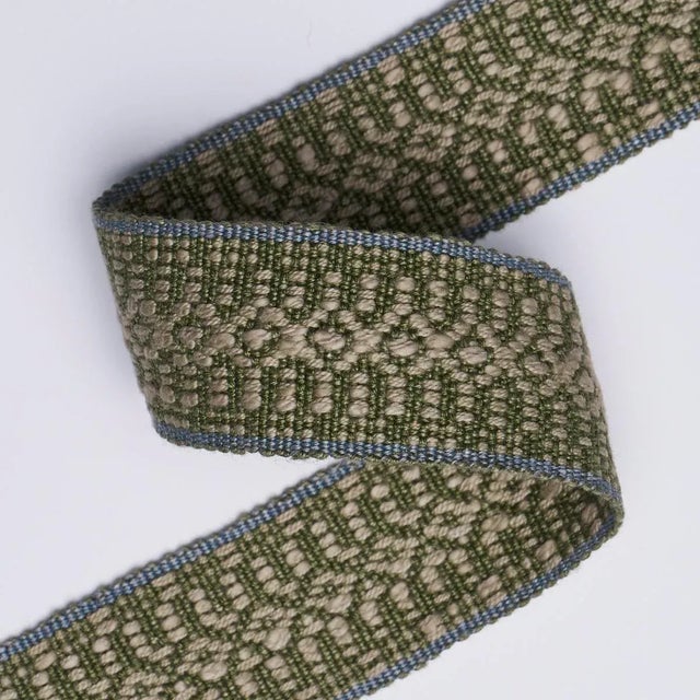 Contemporary SAMPLE - Schumacher Helena Linen Cotton Tape In Fern For Sale - Image 3 of 3